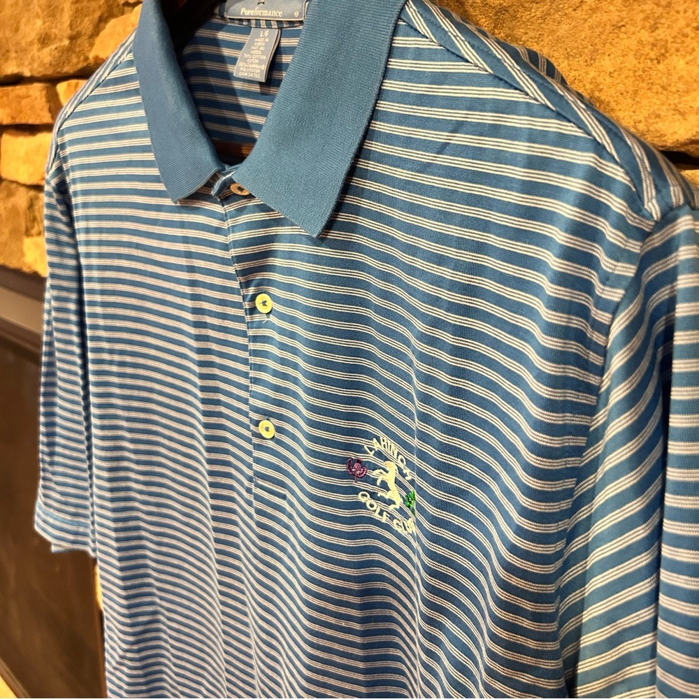Fairway and greene Blue‎ Striped Men's performance golf polo Shirt